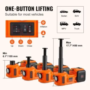 12V 5Ton Car Electric Hydraulic Floor Jack, Tire Inflator Pump