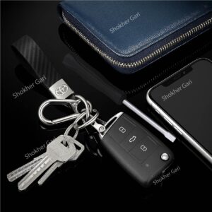 1Pcs Carbon Fiber Car Branded Keyring Artificial Leather