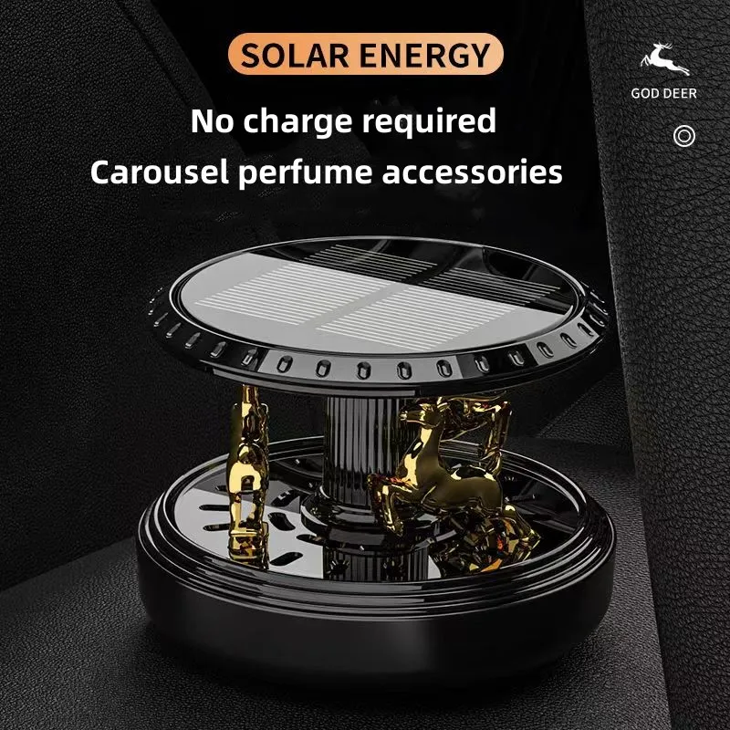 Solar Rotating Gold Plated Deer Car Perfume