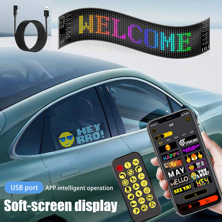 LED Car Sign Panel App & Remote  Flexible Display