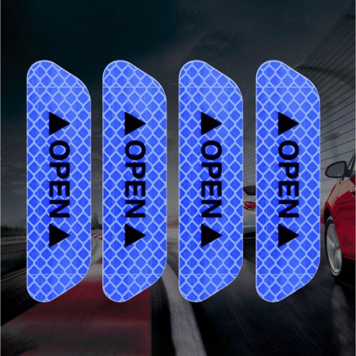 4Pcs Car Door Stickers Safety Warning Mark OPEN