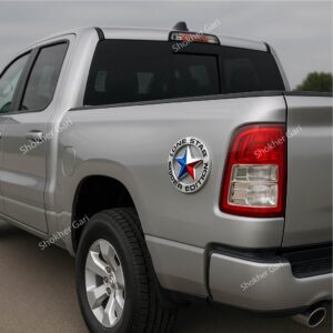 (3D Round Lone Star Black+Flag)