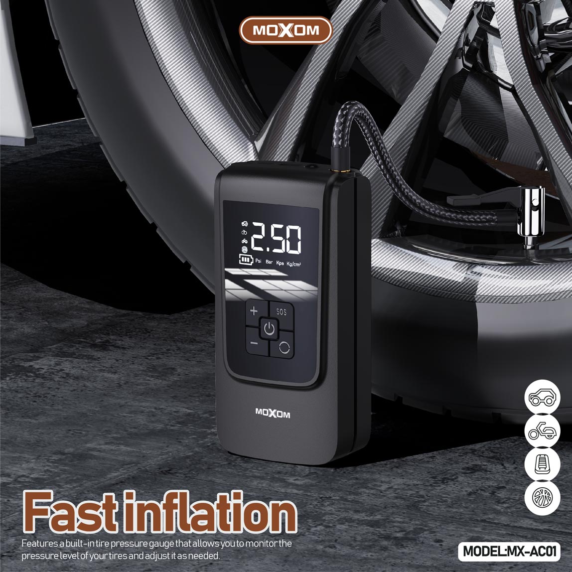Moxom MODEL:MX-ACOI Portable Cordless Air Pump 4000 mah & Power Bank