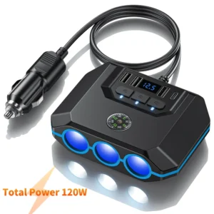 Anchtek 120W Car Cigarette Lighter Adapter USB Fast Charger
