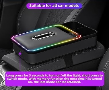 Armrest Storage Box with LED Ambient Lighting