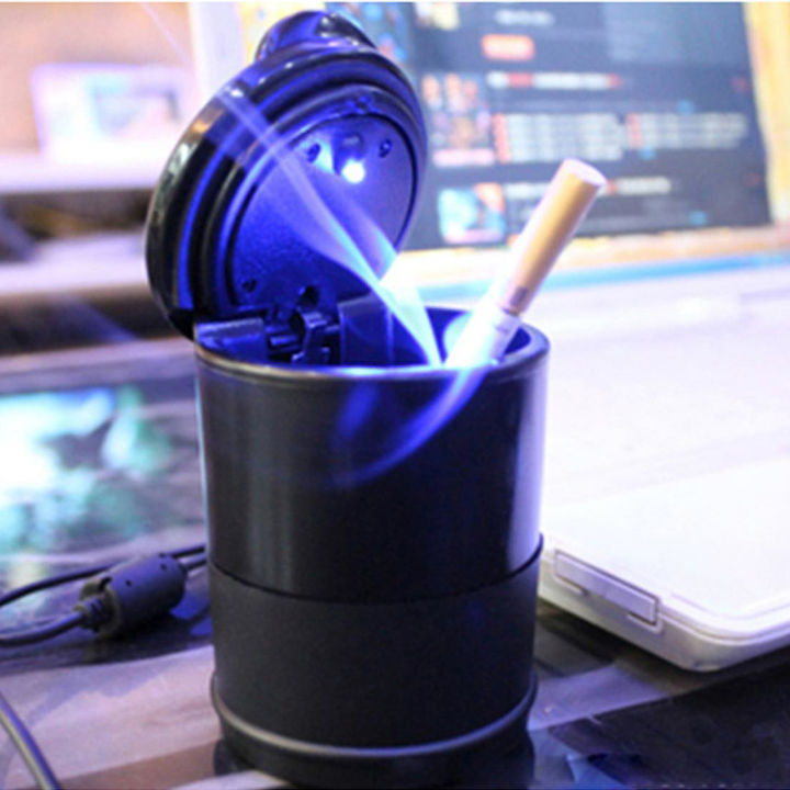 Car Ashtray Carbon Fiber Portable Ceramic (With LED)