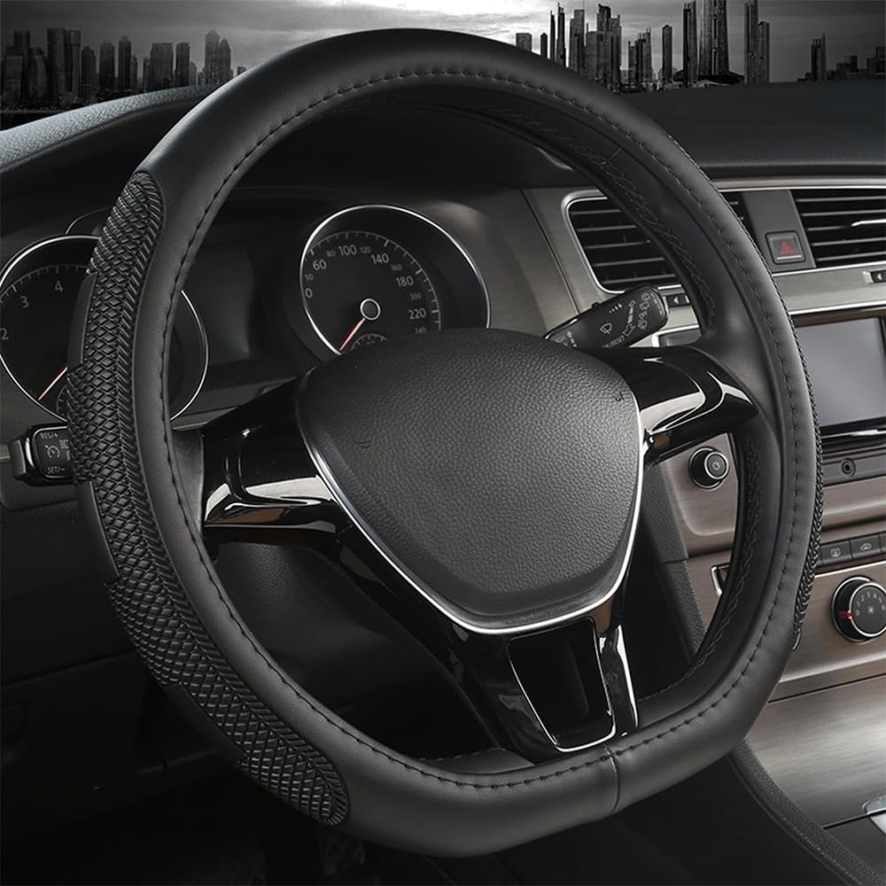 D Shape Artificial Leather Steering Wheel Cover