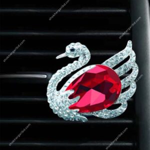 2 Pcs set Car Air Outlet Clip AC Perfume Rhinestone Decor Swan Design