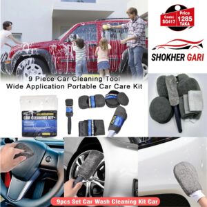 9 Pieces Car Cleaning Tools Wide Application Portable Car Care Kit