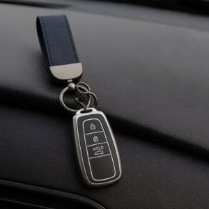 Silver TPU remote cover Keyring for Toyota Chr, Prius, Corolla Cross etc