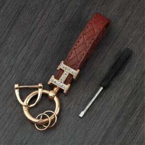 1 Pcs Check Glitter Style Pu Leather key Ring